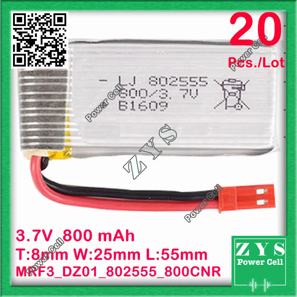 US $226.40 20pcsLot Safety Packing 2 pin 37V lithium Polymer battery 802555 800mah for UAV UAS Drone Zone mini drone fpv Size8x25x55mm