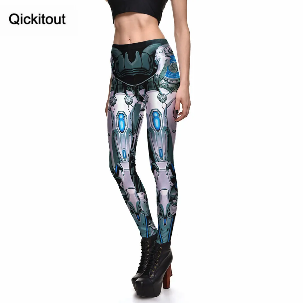 Qickitout Leggings Machine New Women's Deformation Robot Armor Leggings Digital Print Pants Trousers Stretch Pants Drop Shipping