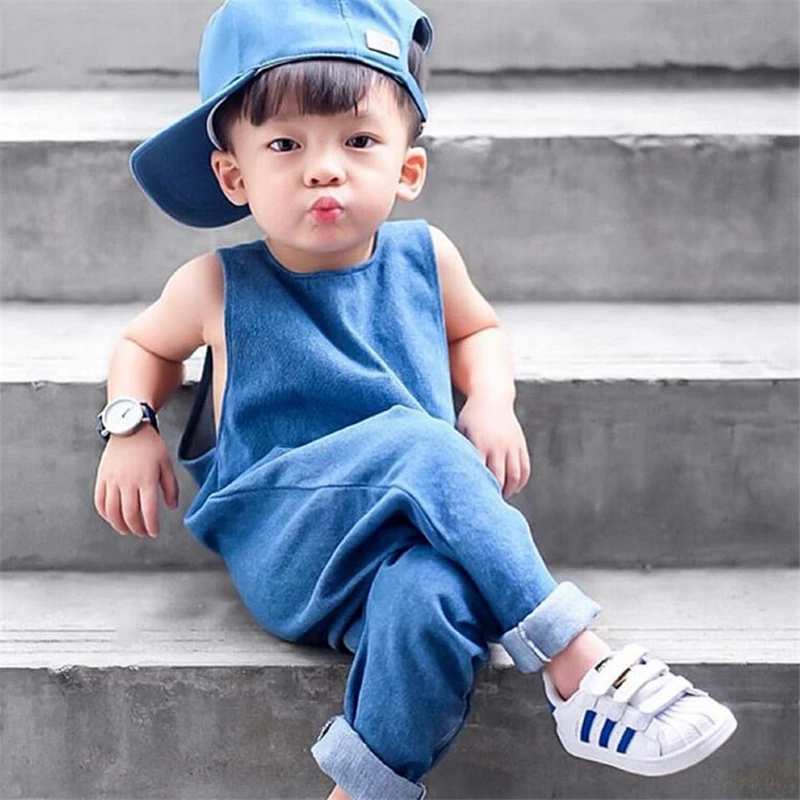 Emmababy 1 6Y Kids Baby Boy Girl Sleeveless Denim Romper summer soft