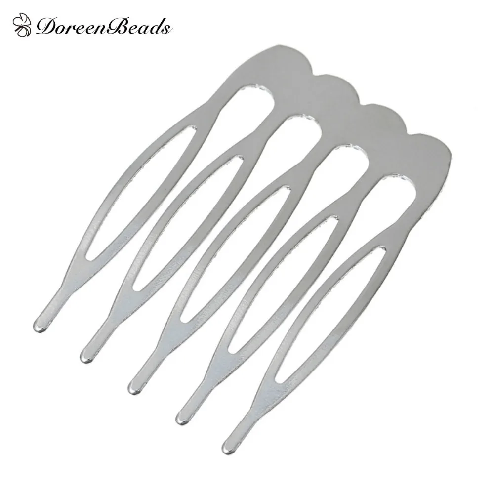 

DoreenBeads 30PCs 39mm x 26mm dull silver color Hair Comb Hair Clips (B15509)