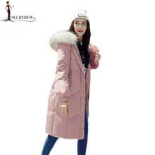 Зимняя куртка-пуховик для женщин средней длины, теплое плотное пальто с большим меховым воротником, парки с капюшоном, качественная женская куртка на утином пуху TTT001