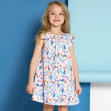 Little maven/Новинка г.; летнее Брендовое платье для маленьких девочек; Детские хлопковые платья с короткими рукавами и принтом для малышей; S0343