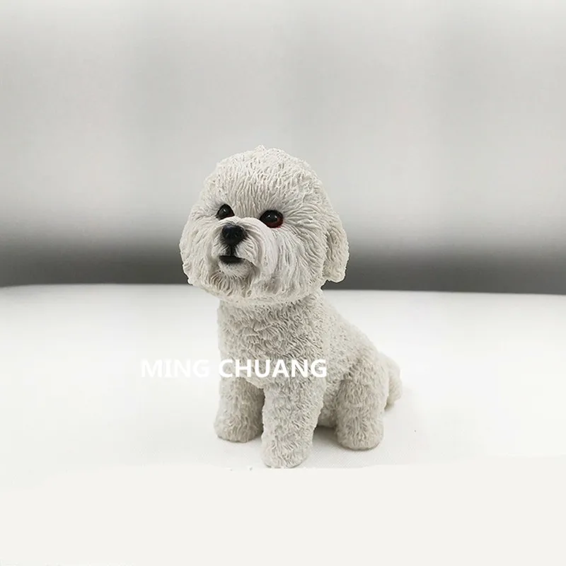 Cute-Simulation-Puppy-Statue-Bichon-Frise-Small-size-terriers-The-pet-dog-Bust-Resin-Action-Figure (4)