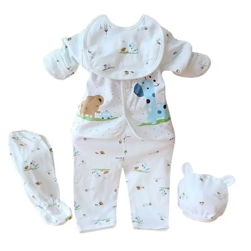 

5 Pcs Newborn Baby 100% Cotton Shirt and Pants Suits Infant Clothes Outfits 0-3M