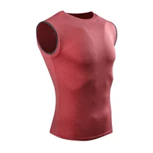 Популярные мужские компрессионные топы без рукавов для мальчиков, Спортивная быстросохнущая футболка HV99