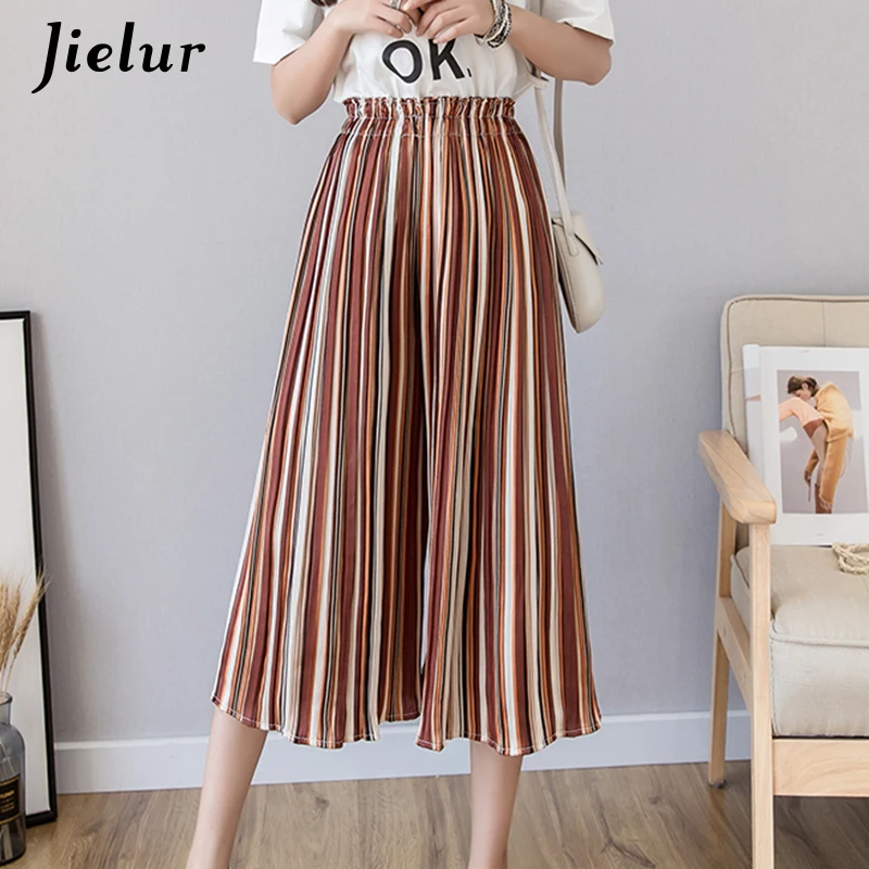 Jielur модные плиссированные шифоновые брюки женские летнее в горошек Цветочные