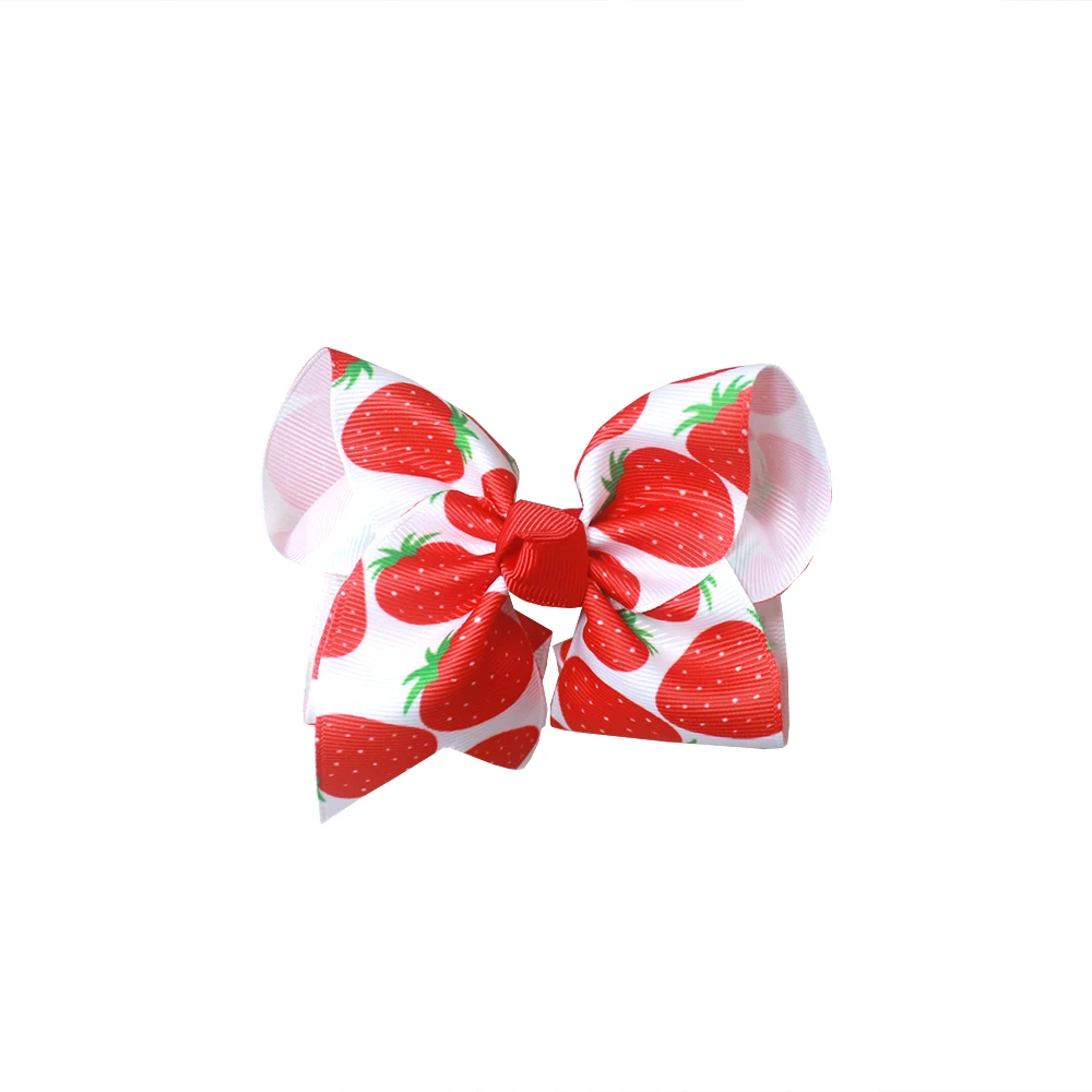 4" Strawberry Pattern Ribbon Hairpin Red Bow Hairpin Girly Heart Exquisite Hair AccessoriesGirl