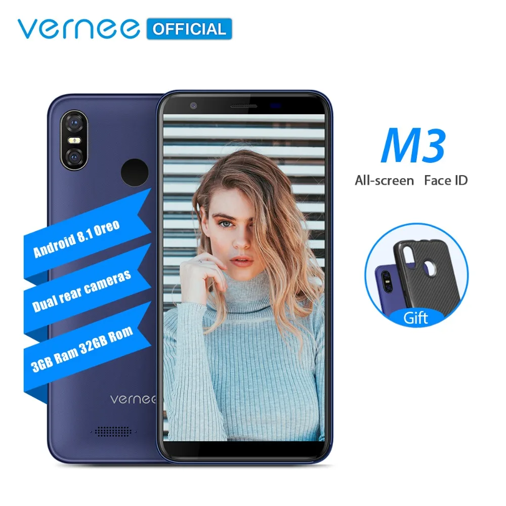 

Vernee M3 5.5'' Full Screen Smartphone 3GB 32GB Quad-core Cellphone Android 8.1 3300mAh Face ID Fingerprint 4G LTE mobile phone