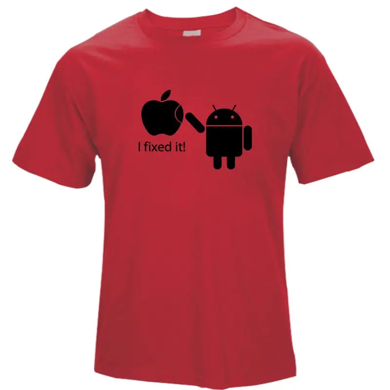 COOLMIND FU0116A, хлопковые мужские футболки, Android Robot, Мужская футболка, Apple Humor Logo, с принтом, забавная футболка, короткий рукав, футболки - Цвет: RED