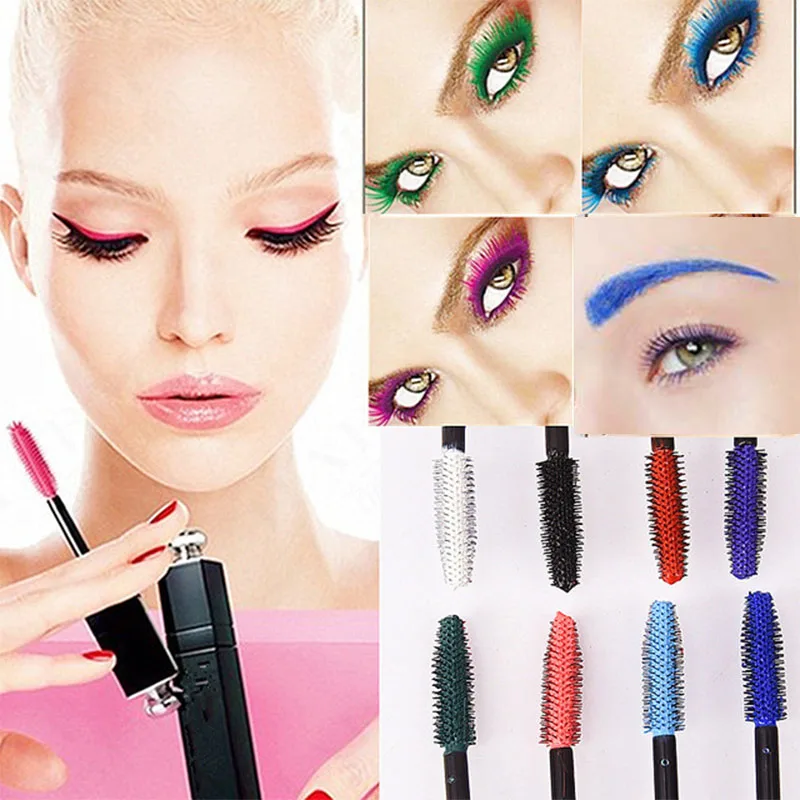 

Multifunction Pro Eyes Makeup Mascara Waterproof Easy Remove Pink Blue White Red Black Purple Lengthen Eyelashes Color Mascara