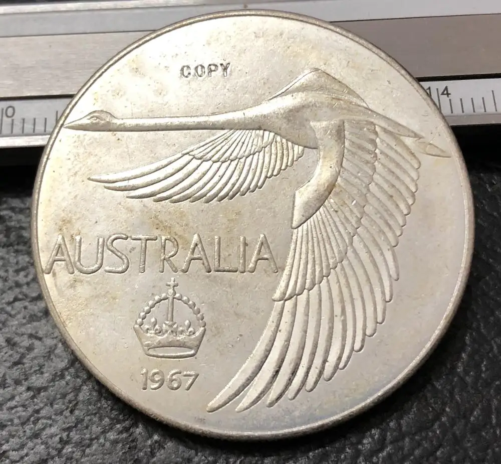1967 Australia 1 Dollar Swan Pattern Silver Plated Token Copy