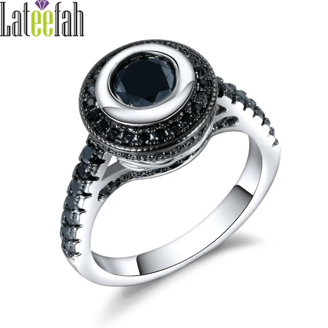 vintage secret black eye ring two tone plated women filigree engagement wedding jewelry rings female halo - Engagement Wedding Rings vintage secret black eye ring two tone plated women filigree engagement wedding jewelry rings female halo - Engagement Wedding Rings