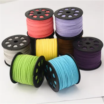 

free shipping 1 volume/100yards 3mm x 1.5mm Flat Faux Suede Korean Velvet Cord Jewelry string Rope Thread Rope Findings js1540