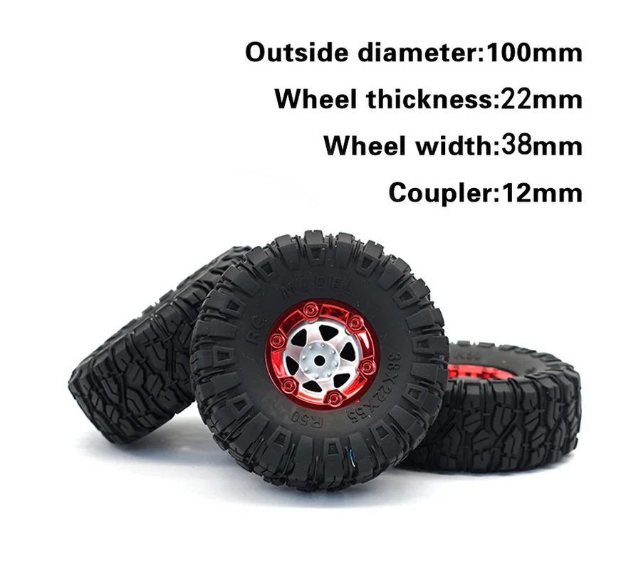 2pcs/set Tyre Tires & Hubs Wheel Rims for 1/12 RC Car Truck Crawler Outer Diameter 100mm RC Rock Crawler Tires Vehicle Tyre