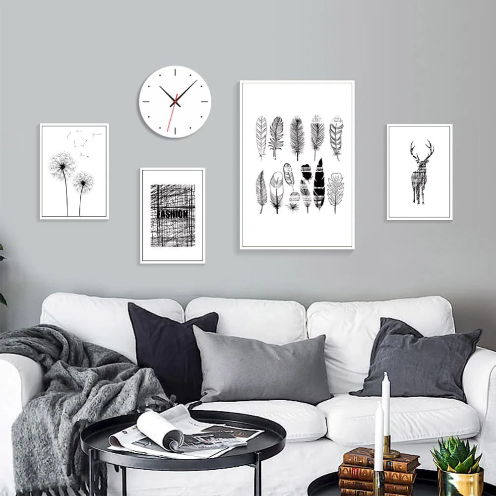 Abstract Canvas Paintings Poster Nordic Minimalist Painting Dandelion Wall Picture Black And White Posters And Prints Unframed