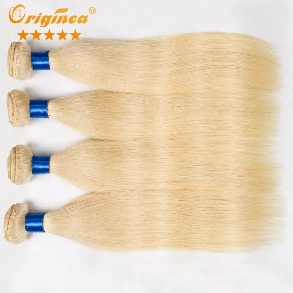 

Originea TM 8A Blonde Virgin Hair Weaves 4 Pcs Lot Peruvian 613 Human Hair Straight Blonde Remy Hair Extensions Wholesale