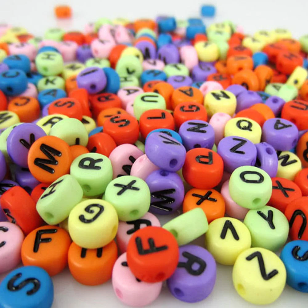 500Pcs Mixed Letter Beads Alphabet Acrylic Beads For Jewelry Making 7mm