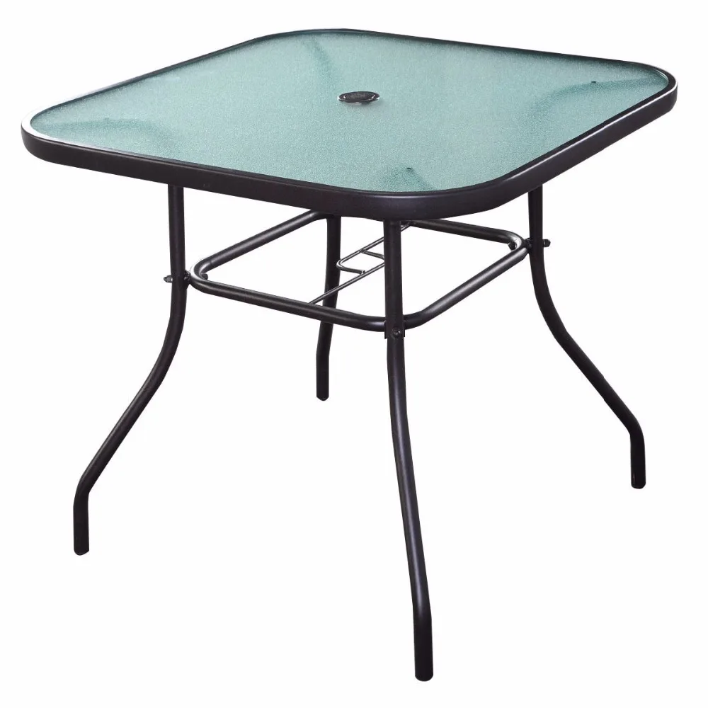 32 1/2" Patio Square Bar Dining Table Glass Deck Outdoor ...
