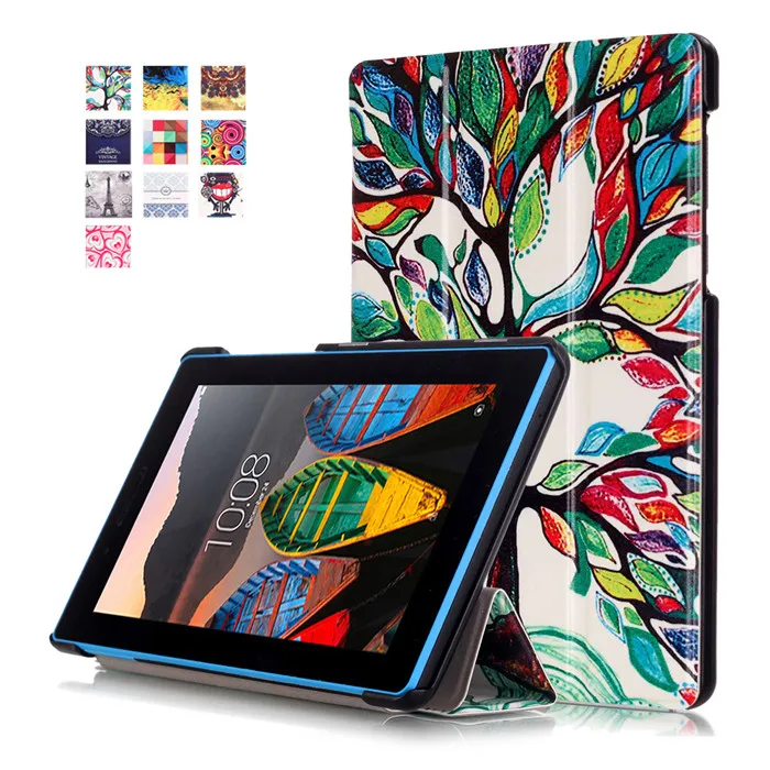 

PU Leather Cover Stand Case for Lenovo TAB3 Tab 3 7 Essential 710 710F 710I TB3-710F 7.0" Tablet + 2Pcs Screen Protector