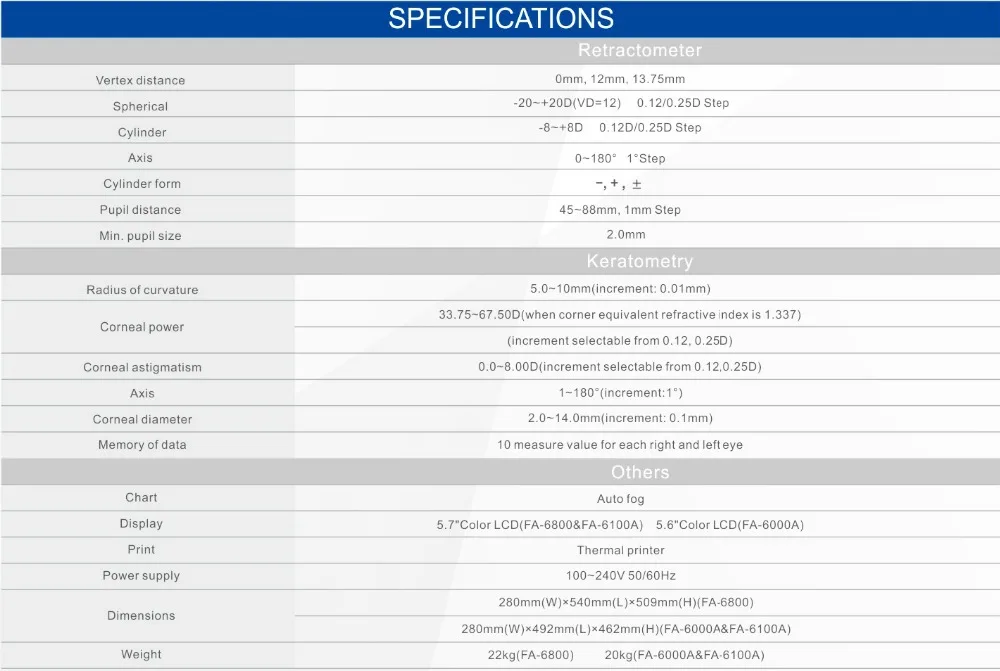 FA-6000A-Specification