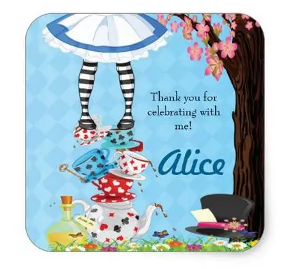 

1.5inch Alice in Wonderland Birthday Favor Stickers