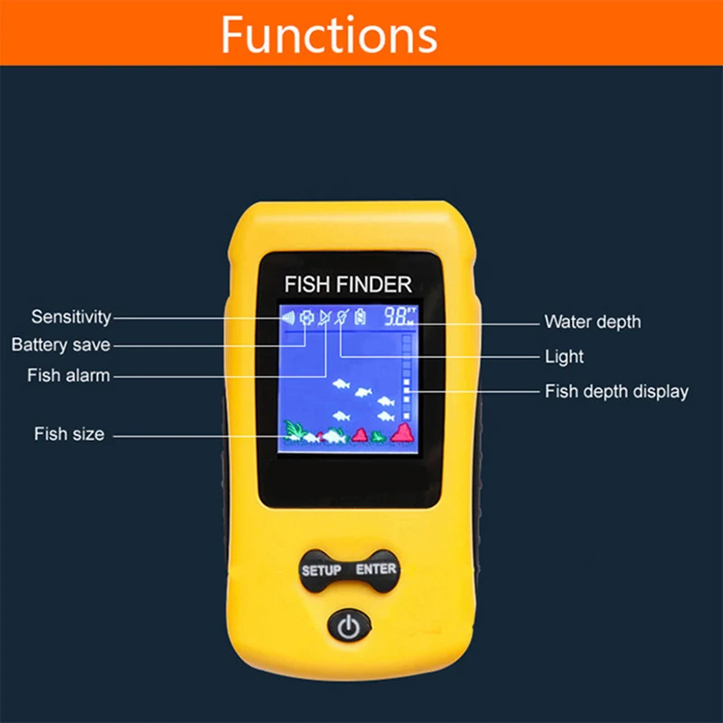 اللون عرض صياد السمك السونار 100 M سونار LCD ل الجليد الشتاء القوارب الكارب الصيد Fishfinder A015