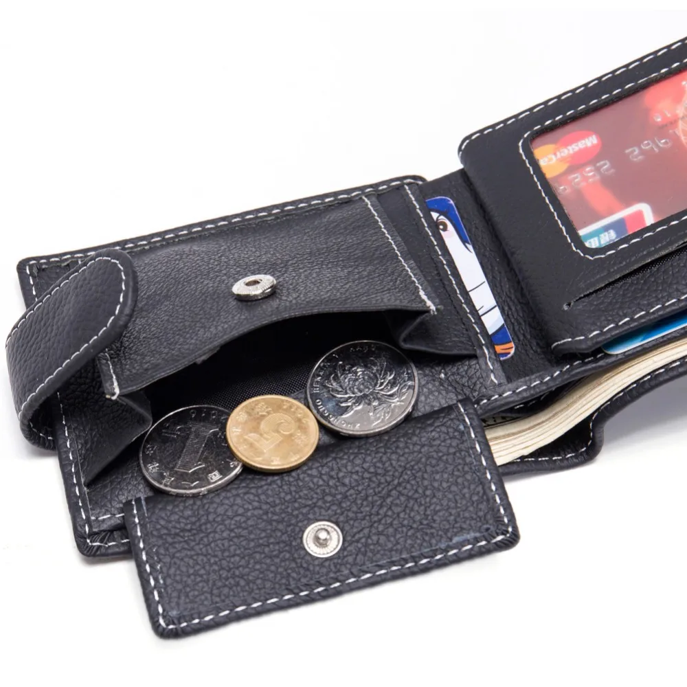 Baborry Men Wallets Genuine Cow Leather Wallets Thin Purse Card Holder Fashion Magic Purse Dollar Price Men Wallets 5