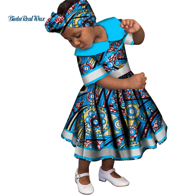 Милый комплект для девочек с воротником в стиле «Питер Пэн»; кружевные платья в африканском стиле фут Африканский принт платья "Анкара" для детей в африканском стиле Костюмы WYT246 - Цвет: 7