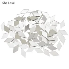 She Love, 100 шт./лот, 10x20 мм, Алмазная форма, стеклянная зеркальная мозаика, плитка для домашнего декора, рукоделие, аксессуары для стен ванной комнаты