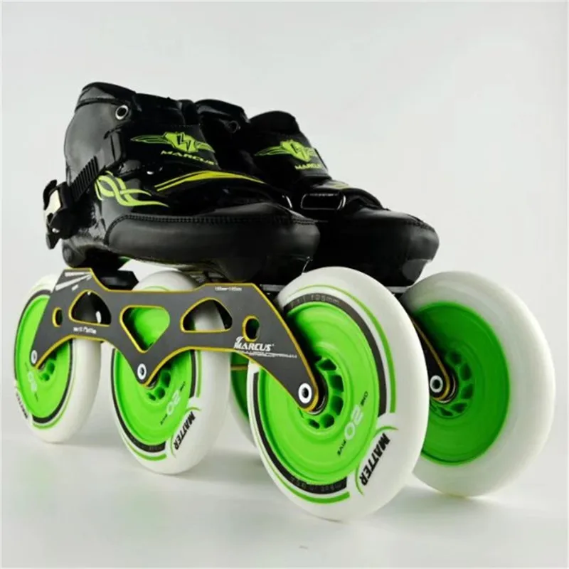 الكربون الألياف الفيبرجلاس سرعة حذاء تزلج بعجلات 3*125 عجلة كيد الكبار المنافسة الشارع سباق أحذية رياضية التدريب Patines F034