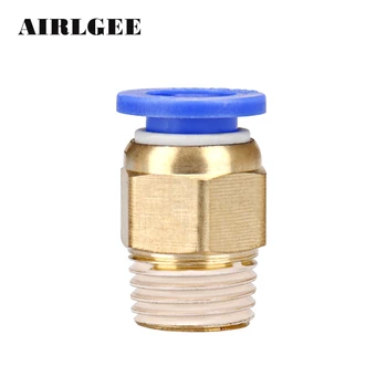 

10PCS Pneumatic Straight Quick fitting joint 1/4"PT Thread to 4 6 8 10 12mm PU tube Adapter Quick coupler PC8-02