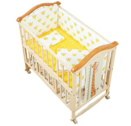 

Solid wood crib newborn bb crib multifunctional cradle bed splice large bed simple portable folding