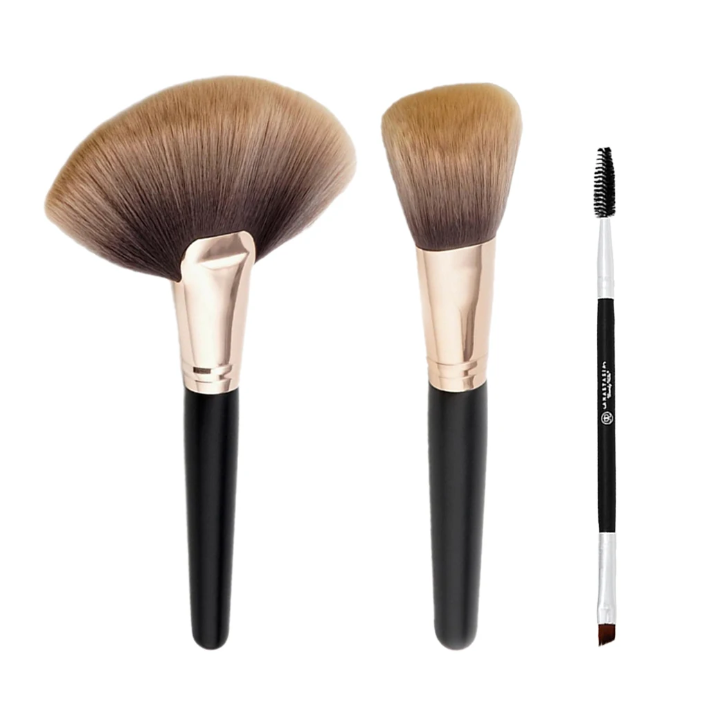 

2Pieces Face Powder Foundation Blending Contour Brushes and Angled Eyelash Brush