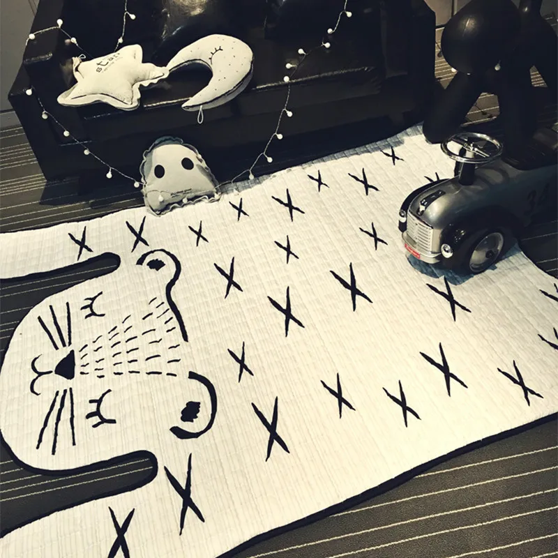 

Tiger Printed Carpet Imitation Leather Rugs Animal Skins Natural Shape Carpet Decoration Mat Children slip game crawling Mat