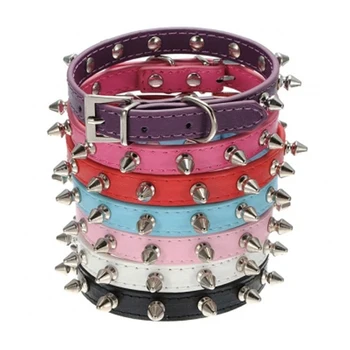 

Punk Spiked Pet Dog Collar PU Leather Leash for Dogs Rivet Studded Puppy Necklace Pet Dog Adjustable Collar Dog Accessories