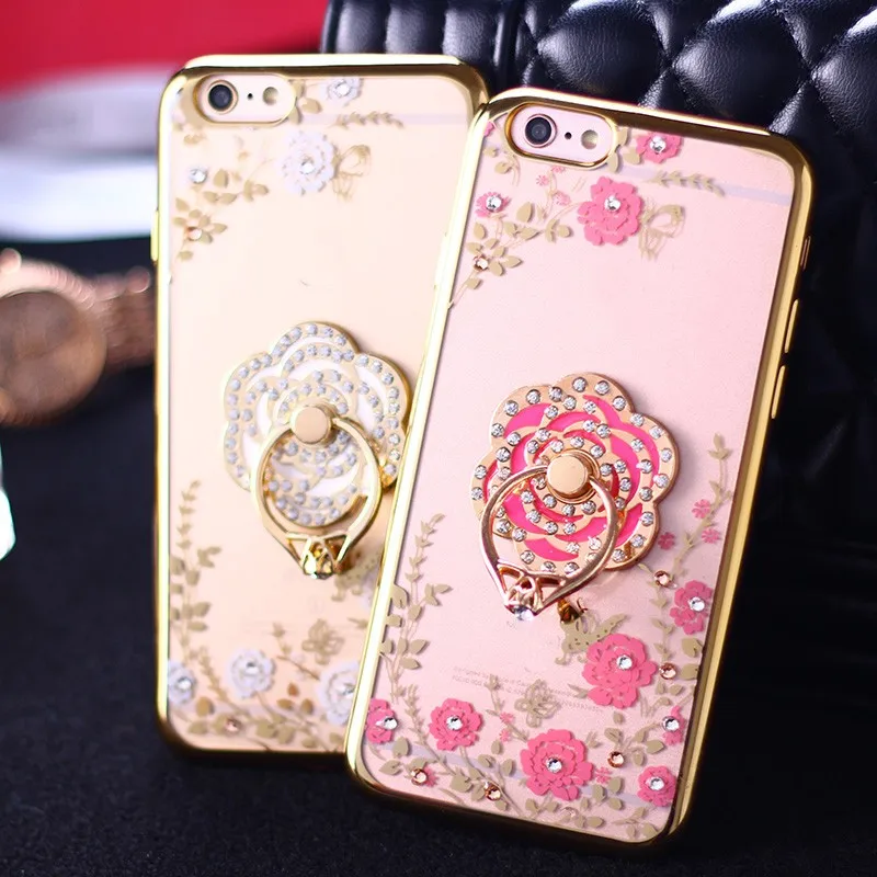 Роскошные гальванизируйте тпу телефон чехол для iPhone 6 S секретный сад цветы алмаз