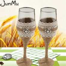 Новинка высокого качества 2 шт./компл. мешковины Свадебные бокалы прозрачный красный винный бокал для шампанского Подарочная коробка для свадебного декора