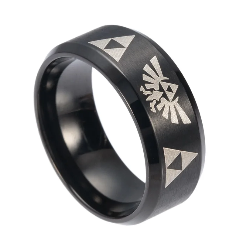 2019 NewMen's women's легенда о Зельде Triforce кольцо из титановой стали черного цвета