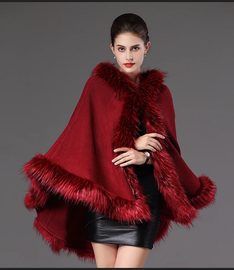 waterproof puffer coat 2019 Autumn Winter Wool Coats Women Faux Fur Hooded Cloak Luxury Designer Thick Feminine Outerwear Jackets Lady Party Clothing goose down coat