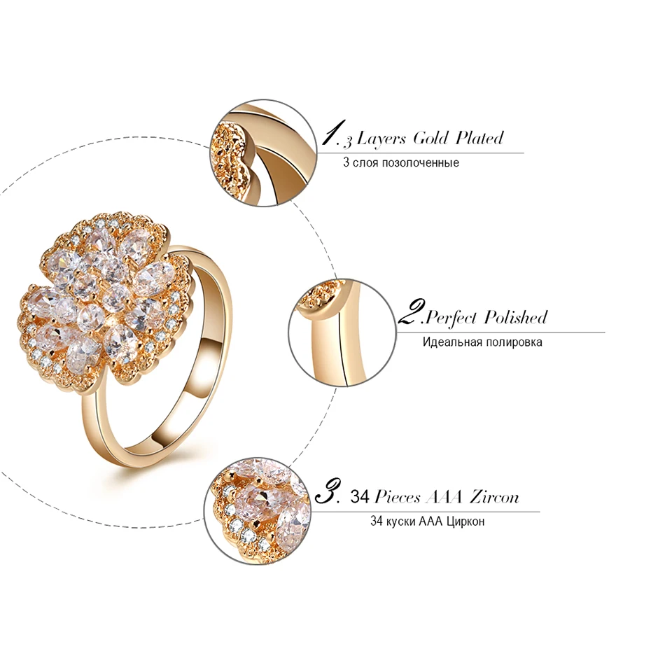 ORSA JEWELS Rings Women Cute Style AAA Cubic Zircon Flower Shape Design Prong Setting Female Finger Ring Luxury Jewelry OMR15