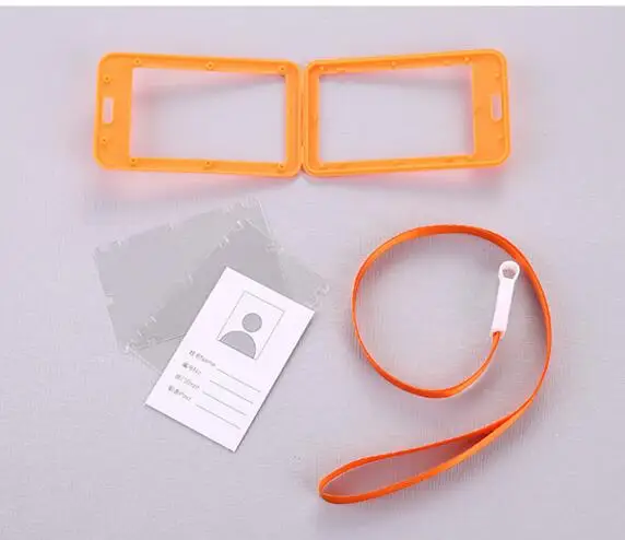 1pcs new Name Credit Card Holders Women Men PU Bank Card Neck Strap Card Bus ID holder students kids Identity badge with lanyard