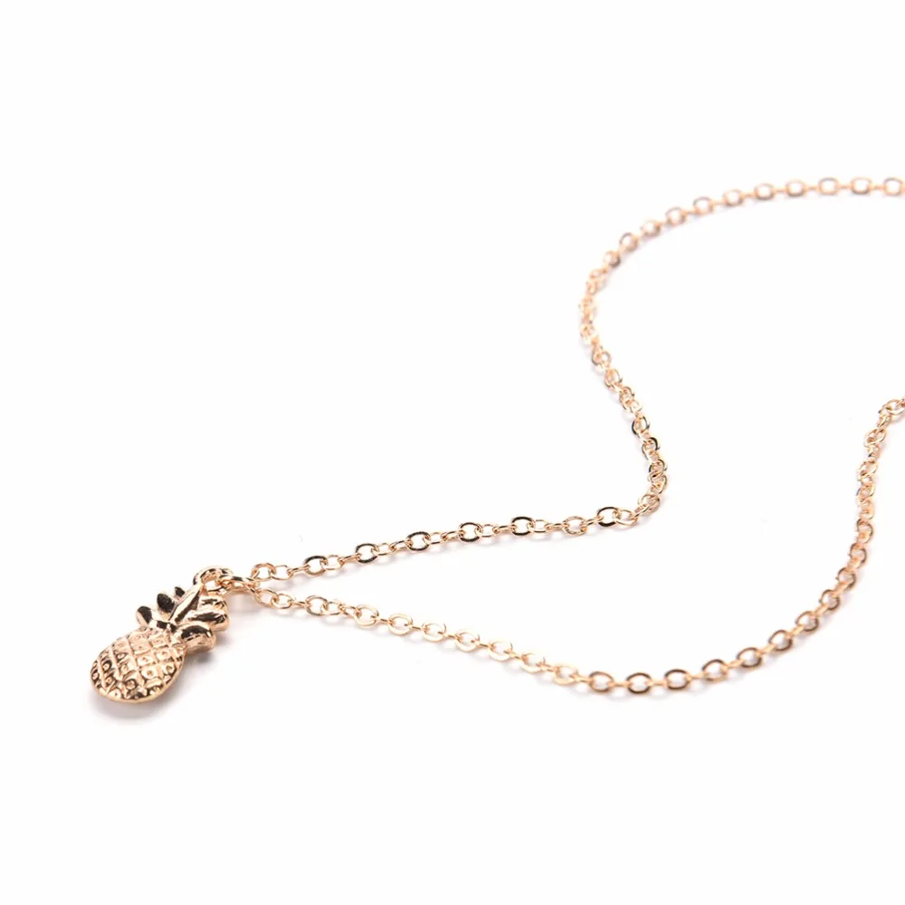 Gold  1pc Fashion Summer Necklaces Jewelry Pineapple Cute Fruit Charm Gold Plate Long Chain Necklaces Women Girl Nice Gift