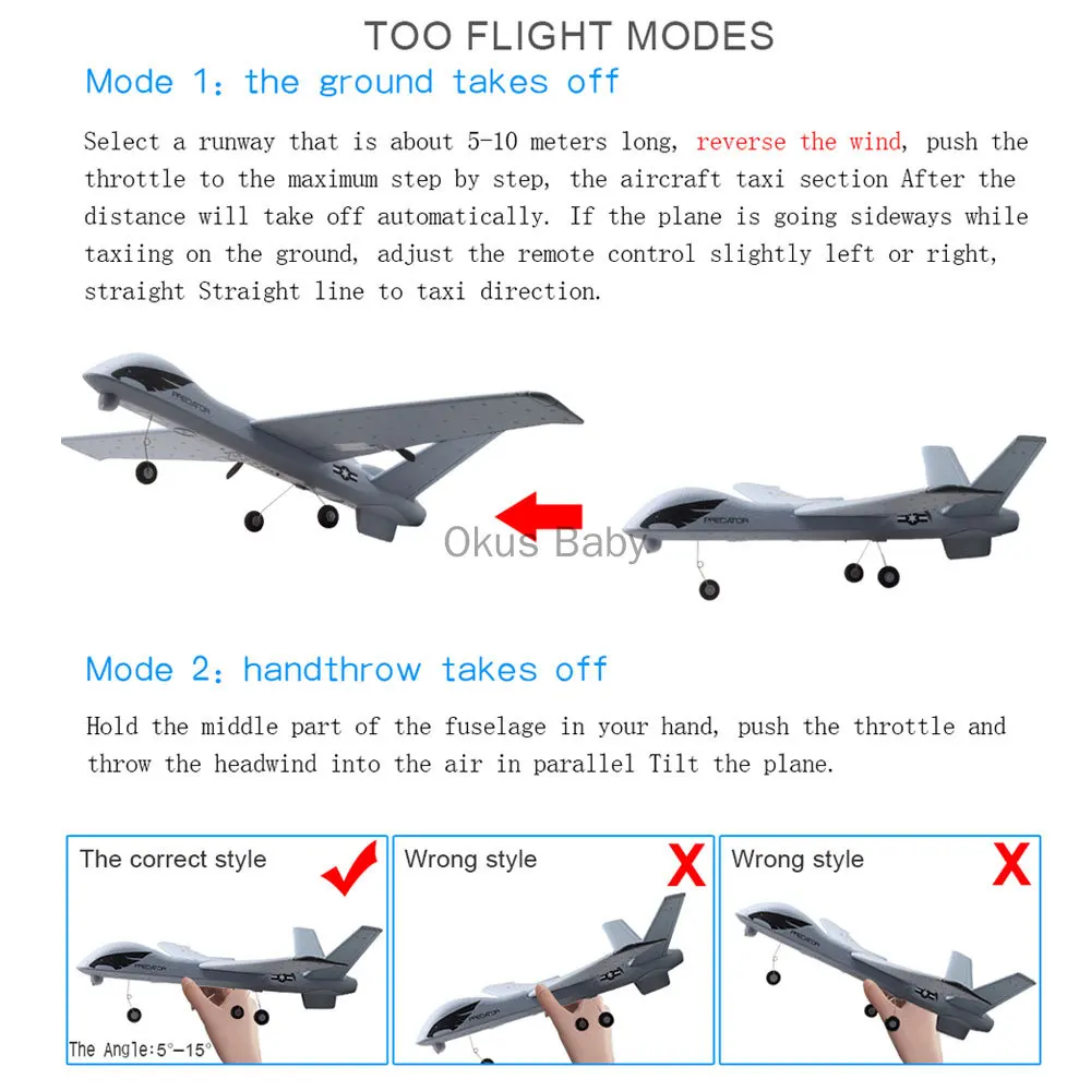 RC Airplane Plane 20 Minutes Fligt Time 150M Gliders 2.4G Flying Model with LED Hand Throwing Wingspan Foam Plan Toys Kids Gift