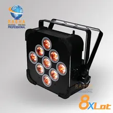 8X много цена завода 9*15 Вт 5in1 RGBAW Батарея работает Беспроводной свет номинальной 2.4 г Wi-Fi LED Slim Par свет последние 6-7 часов