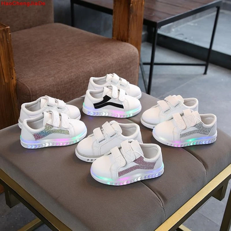 

Kids Toddler Led Glowing Sneakers Children Hook Loop Fashion Luminous Shoes For Girls Boys Children's Shoes Soft Flat