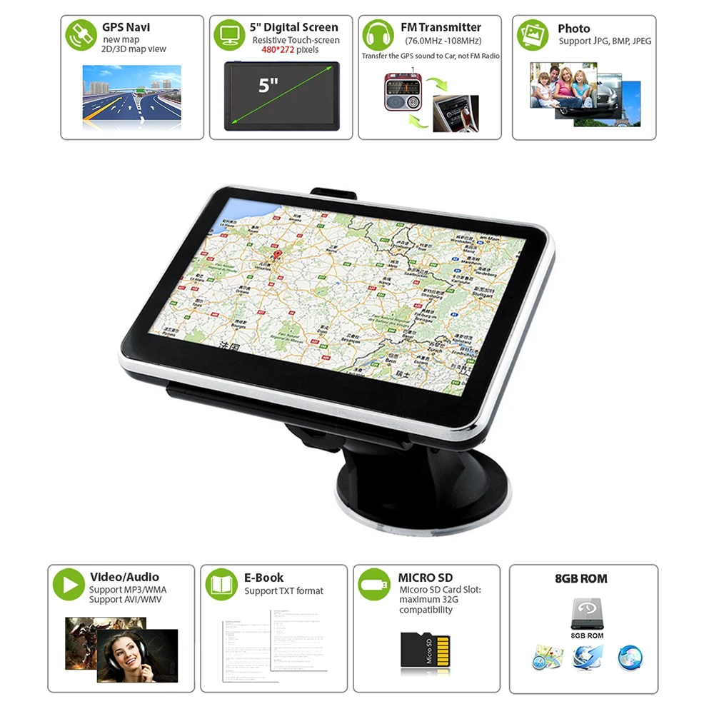 Автомобильный GPS навигатор 5 дюймов 8 ГБ автомобильный Грузовик грузовик карта