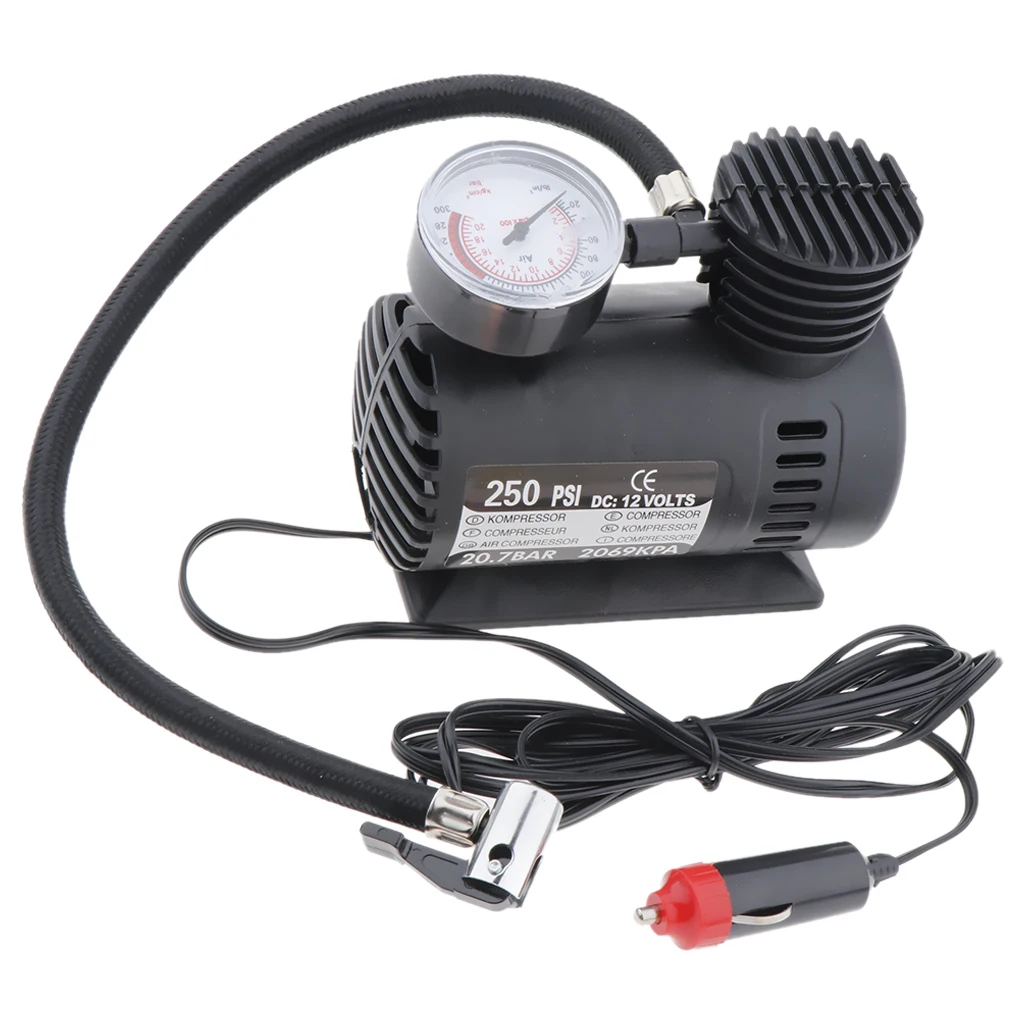 300 PSI 12V Portable Car Electric Inflator Pump Air Compressor Electric Tire Tyre Inflator Pump with Guage for Auto Motorcycle