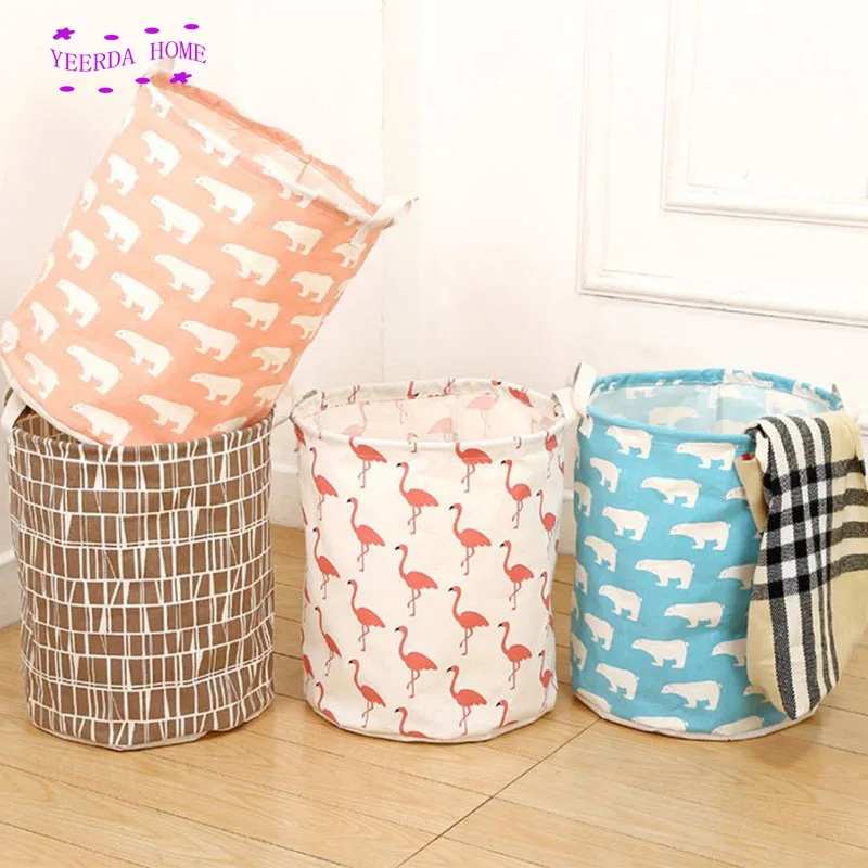 

Cartoon Waterproof Cotton linen foldable Laundry Basket Dirty clothing Storage box Kids Toy Organizer tool storage