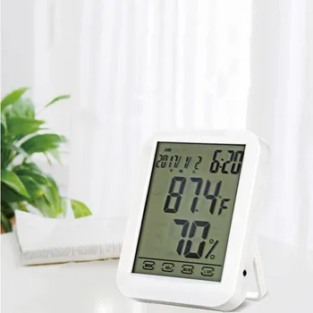 

Touch Screen Electronic Thermometer And Hygrometer Indoor Digital Temperature And Humidity Monitor Alarm Clock Weather Station