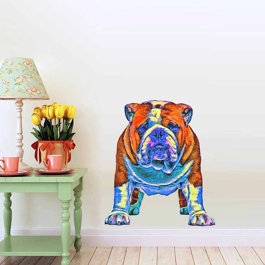 

Colorful Peel Bulldog Wall Sticker For Kids Rooms Decoration Wall Art Declas Mural Removable Self Adhesive Wallpaper Home Decor